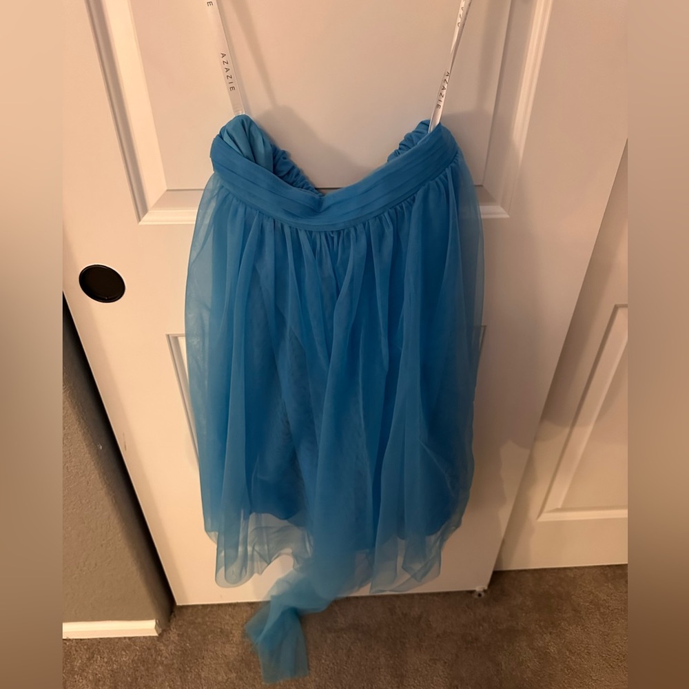 Azazie Tulle Blue Skirt with Tie Size M